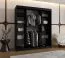 Kleiderschrank / Schiebetürenschrank | Schwarz Matt | 10 Fächer | 2 Kleiderstangen | dekorative Spiegeltür | 180 x 62 x 200 cm | für Schlafzimmer