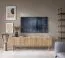 Schlichter TV-Unterschrank Ashford 01, Farbe: Eiche Riviera / Marmor Bianco - Abmessungen: 48 x 144 x 37 cm (H x B x T), mit drei Türen