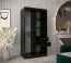 Schiebetürenschrank / Kleiderschrank Jorasses 03, Farbe: Schwarz, 1 Meter breit, fünf Fächer, eine Spiegeltür, zwei Kleiderstangen, Aluminiumschienen