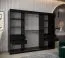 Schiebetürenschrank / Kleiderschrank Jorasses 23, Farbe: Schwarz, 2,5 Meter breit, fünf Fächer, zwei Spiegeltüren, zwei Kleiderstangen, Aluminiumschienen