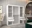 Kleiderschrank Aletschhorn 14, 1,8 Meter breit, Farbe: Weiß, eine Spiegeltür, Aluminiumschienen, 10 Fächer, Schiebetürenschrank, zwei Kleiderstangen