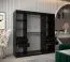 Schiebetürenschrank / Kleiderschrank Aletschhorn 19, Farbe: Schwarz, 10 Fächer, eine Spiegeltür, 2 Meter breit, zwei Kleiderstangen, Aluminiumschienen