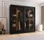 Schiebetürenschrank mit zwei Kleiderstangen Ortler 05, Farbe: Schwarz, 2 Meter breit, 10 Fächer, modernes Design, Kleiderschrank, Türen mit Rauchglas