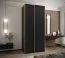 Kleiderschrank / Schiebetürenschrank | 6 Fächer | 2 Kleiderstangen | 2450,5 x 120 x 64 cm | 6 Einlegeböden | Soft-Close | Farbe: Schwarz |2 Schiebetüren