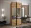 Kleiderschrank / Schiebetürenschrank | 245,5 x 120 x 64 cm | 2 Schiebetüren | 2 Kleiderstangen | Soft-Close | Spiegel | Farbe: Eiche Artisan | 6 Fächer