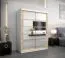 Schiebetürenschrank / Kleiderschrank Aizkorri 03B mit Spiegel, Farbe: Weiß matt / Eiche Sonoma - Abmessungen: 200 x 150 x 62 cm (H x B x T)