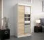 Schiebetürenschrank / Kleiderschrank Aizkorri 01A mit Spiegel, Farbe: Weiß matt / Eiche Sonoma - Abmessungen: 200 x 100 x 62 cm (H x B x T)