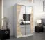 Schiebetürenschrank / Kleiderschrank Combin 02 mit Spiegel, Farbe: Weiß matt / Eiche Sonoma - Abmessungen: 200 x 120 x 62 cm (H x B x T)