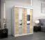150 cm breiter Kleiderschrank mit 2 Türen | 5 Fächer | Farbe: Sonoma Eiche / Weiß Abbildung