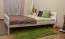 Einzelbett / Gästebett Kiefer Vollholz massiv weiß lackiert A6, inkl. Lattenrost - Abmessung 140 x 200 cm