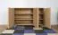 Kommode | 3 Drehtüren | Farbe: Eiche | 6 Fächer | Soft-Close Funktion | verstellbare Einlegeböden | 123 x 46 x 83 cm | Eichenholzbeine | Sideboard