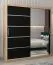 Schiebetürenschrank / Kleiderschrank Jan 04B mit Spiegel, Farbe: Eiche Sonoma / Schwarz - Abmessungen: 200 x 180 x 62 cm ( H x B x T)