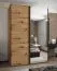Kleiderschrank / Schiebetürenschrank | 11 Fächer | Spiegel | 2 Kleiderstangen | 245,5 x 170 x 64 cm | 2 Schiebetüren | Soft-Close | Farbe: Eiche Artisan