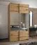 Kleiderschrank / Schiebetürenschrank | Farbe: Eiche Artisan | Spiegel | 6 Fächer | Soft-Close | 2 Kleiderstangen | 2 Schiebetüren | 245,5 x 140 x 64 cm