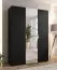 Drehtürenschrank / Kleiderschrank | 1 Spiegeltür | Farbe: Schwarz | 2 Fächer | Griffe: Gold | 2 Kleiderstangen | Soft-Close | Maße: 150 x 52 x 202 cm