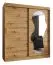 Kleiderschrank Lagginhorn 13, Farbe: Eiche Artisan, 1,8 Meter breit, ein Spiegel, 10 Fächer, Schiebetürenschrank, zwei Kleiderstangen, Aluminiumschienen