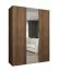 Kleiderschrank mit einer Spiegeltür | Farbe: Walnuss | Soft-Close-Funktion | zwei Kleiderstangen | 1,5 Meter breit | Griffe: Silber | Drehtürenschrank