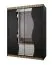 Moderner Kleiderschrank Lenzspitze 08, mit geschwungenen Spiegel, Schwarz Matt, Maße: 200 x 150 x 62 cm, 5 Fächer, 2 Kleiderstangen, Griffe: Schwarz