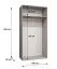 Kleiderschrank mit zwei Türen | Farbe: Walnuss | eine Spiegeltür | Soft-Close-Funktion | 1 Meter breit | Griffe: Schwarz | eine Kleiderstange | ein Fach