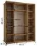 Eichenfarbener Schiebetürenschrank Mina, Anti Staubbürsten, moderne Optik, Kunststoff Lamellen, Schwarzer Stahlgriff, robust, 235,2 x 200 x 60 cm