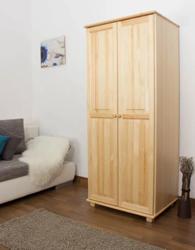 Vollholz Kleiderschrank, Farbe: Natur 190x80x60 cm Abbildung