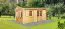 Holz-Gartenhaus 3,98 x 4,98 Meter (inkl. Dach) | Naturbelassen | Satteldach | 34 mm Blockbohlen-Haus Abbildung