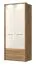 Drehtürenschrank / Kleiderschrank mit LED-Rahmen Gataivai 52, Farbe: Beige Hochglanz / Walnuss - Abmessungen: 224 x 92 x 56 cm (H x B x T)