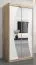 100 cm breiter Kleiderschrank mit 2 Türen | 5 Fächer | Farbe: Sonoma Eiche / Weiß Abbildung