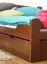 Einzelbett / Funktionsbett "Easy Premium Line" K4, inkl. 2 Schubladen und 1 Abdeckblende, 140 x 200 cm Buche Vollholz massiv dunkelbraun lackiert