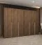 Drehtürenschrank mit Soft-Close-Funktion | Farbe: Walnuss | 3 Meter breit | vier Kleiderstangen | Kleiderschrank| Griffe: Silber | vier Fächer