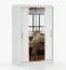 1,2 Meter breiter Kleiderschrank / Schiebetürenschrank | Weiß | Rudawy 07 | mit Spiegel | 2 Türen | 200 x 120 x 61 cm | 1 Kleiderstange | 6 Fächer