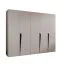 Kleiderschrank | Farbe: Kaschmir | 5-Türig | 3 Fächer | Griffe: Schwarz | 3 Kleiderstangen| Soft-Close-Funktion | Maße: 250 x 52 x 202 cm | ABS-Kanten
