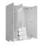 Kleiderschrank | 3 Schubladen | Farbe: Weiß | 2 Drehtüren | 1 Spiegeltür | 1 Kleiderstange | Maße: 150,5 x 58 x 200,5 cm | Drehtürenschrank | schlichtes Design