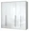 Drehtürenschrank / Kleiderschrank mit LED-Rahmen Siumu 24, Farbe: Weiß / Weiß Hochglanz - 226 x 232 x 60 cm (H x B x T)