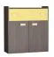Jugendzimmer - Kommode Gregor 02, Farbe: Eiche Dunkelbraun / Gelb - 99 x 90 x 34 cm (H x B x T)