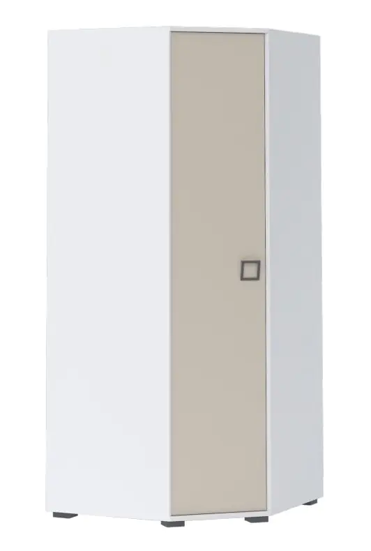 Drehtürenschrank / Eckkleiderschrank 15, Farbe: Weiß / Creme - Abmessungen: 198 x 86 x 86 cm (H x B x T)
