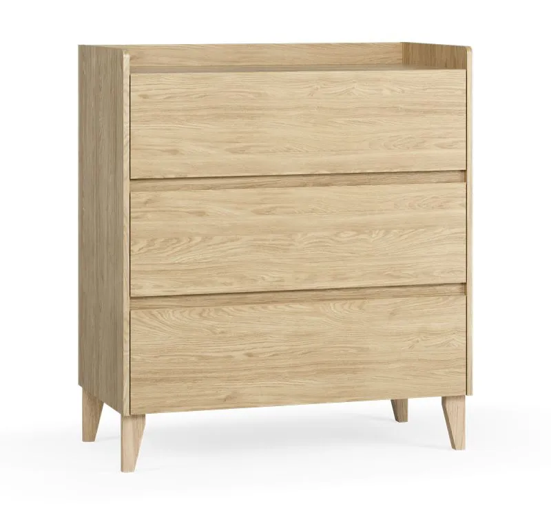 Kommode | Farbe: Eiche | Soft-Close-Funktion | minimalistisch | Maße: 94,5 x 48 x 106,5 cm | ABS-Kantenschutz | 3 Schubladen | für Wohnzimmer