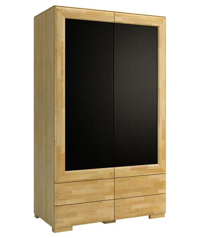 121 cm breiter Kleiderschrank mit 2 Türen | Farbe: Eiche / Schwarz Abbildung