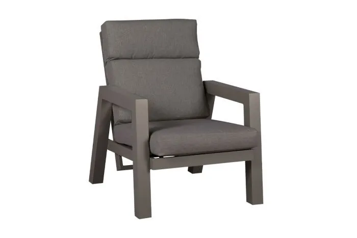 Lounge Gartensessel Verona aus Aluminium - Farbe: anthrazit, 755 x 876 x 965 x 330 mm, Rahmen aus Aluminium, mit Armlehne, Outdoormöbel