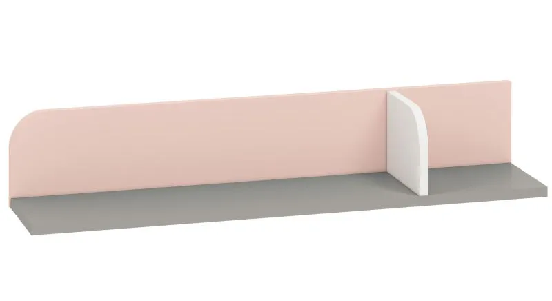 Kinderzimmer - Hängeregal / Wandregal Renton 15, Farbe: Platingrau / Weiß / Puderrosa - Abmessungen: 15 x 92 x 20 cm (H x B x T)