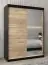 Schiebetürenschrank / Kleiderschrank Jan 03B mit Spiegel, Farbe: Schwarz / Eiche Sonoma - Abmessungen: 200 x 150 x 62 cm ( H x B x T)