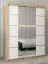 Schiebetürenschrank / Kleiderschrank Jan 03D mit Spiegel, Farbe: Eiche Sonoma / Weiß matt - Abmessungen: 200 x 150 x 62 cm (H x B x T)