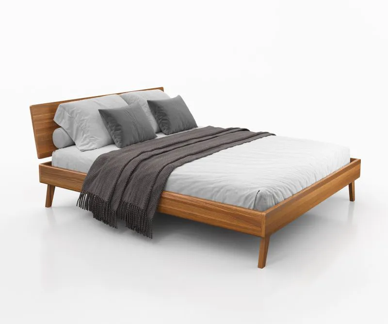 Doppelbett / Gästebett Engordany 10 | Buche Vollholz massiv | lackiert | Liegefläche: 180 x 200 cm | Farbe: Eiche Rustikal | mit stabiler Kopfstütze | zeitloses Design