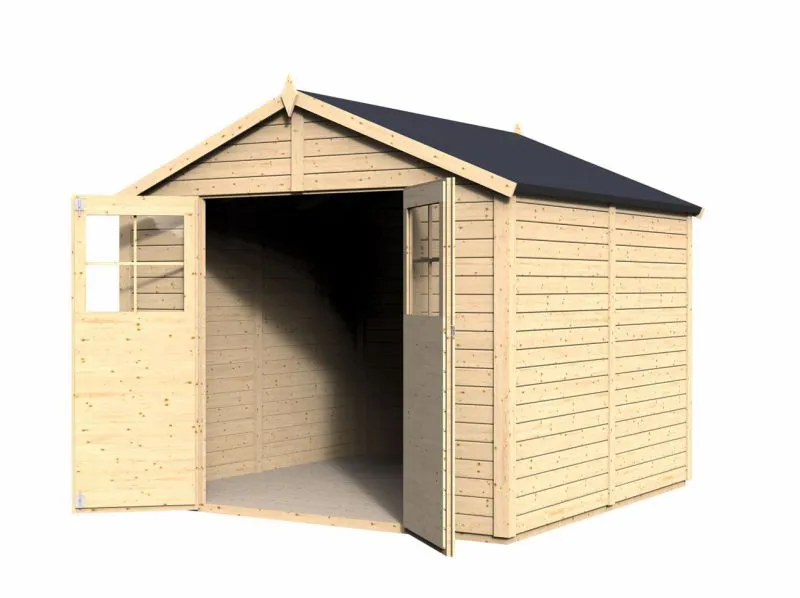 Holz-Gartenhaus 2,39 x 2,44 Meter (inkl. Dach) | Natur | Satteldach Abbildung
