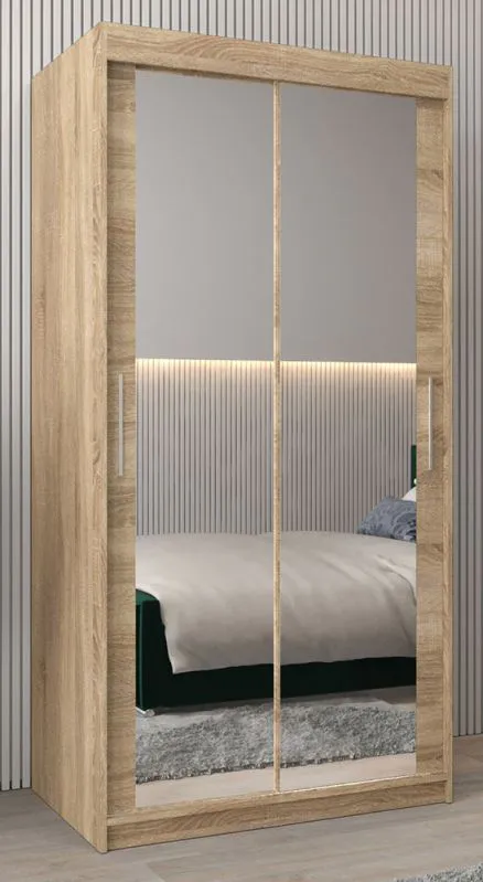 100 cm breiter Kleiderschrank mit 5 Fächern und 2 Türen | Farbe: Sonoma Eiche Abbildung