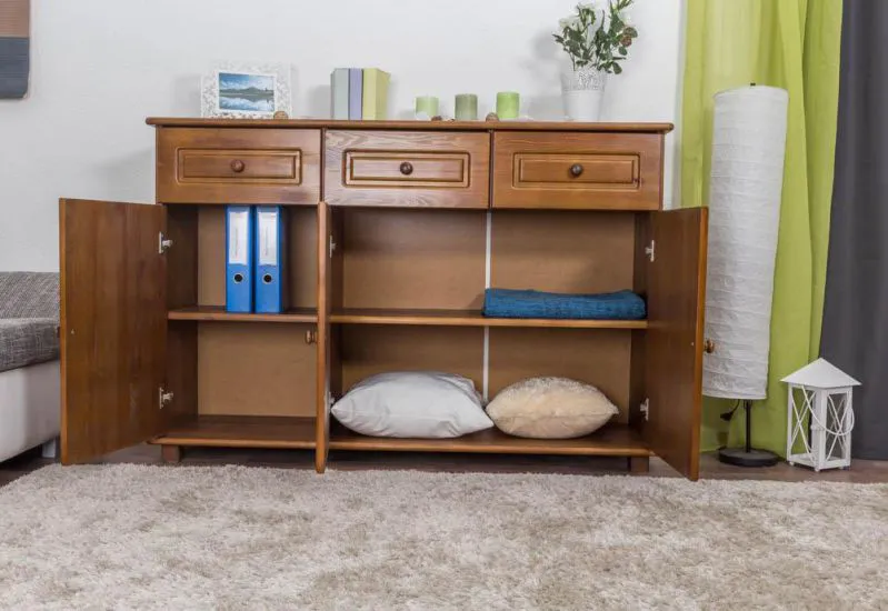 Sideboard, Kiefer massiv, Breite: 150 cm, Farbe: Eiche Abbildung