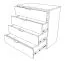 Kommode Sabadell 20, Farbe: Eiche / Beige Hochglanz - 87 x 90 x 48 cm (H x B x T)