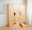 Kleiderschrank / Drehtürenschrank Kiefer massiv Vollholz natur 009 - Abmessung 190 x 133 x 60 cm (H x B x T)