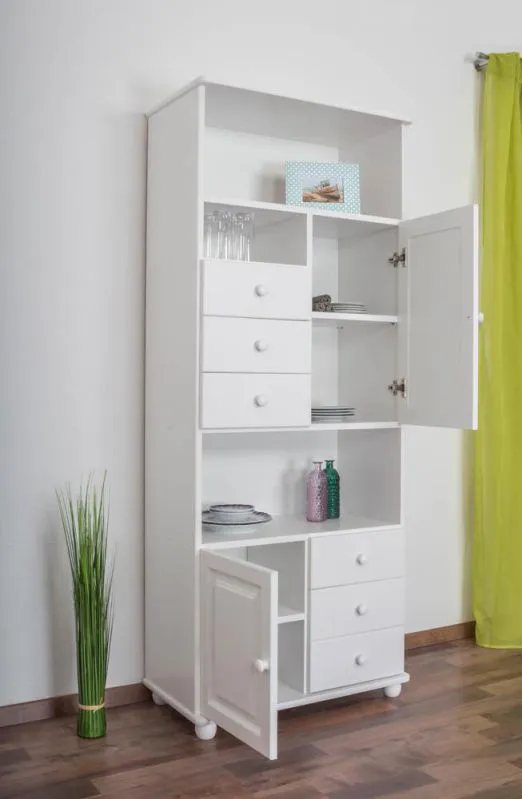Bücherregal - 80 cm breit, Kiefer Holz-Massiv, Farbe: Weiß Abbildung