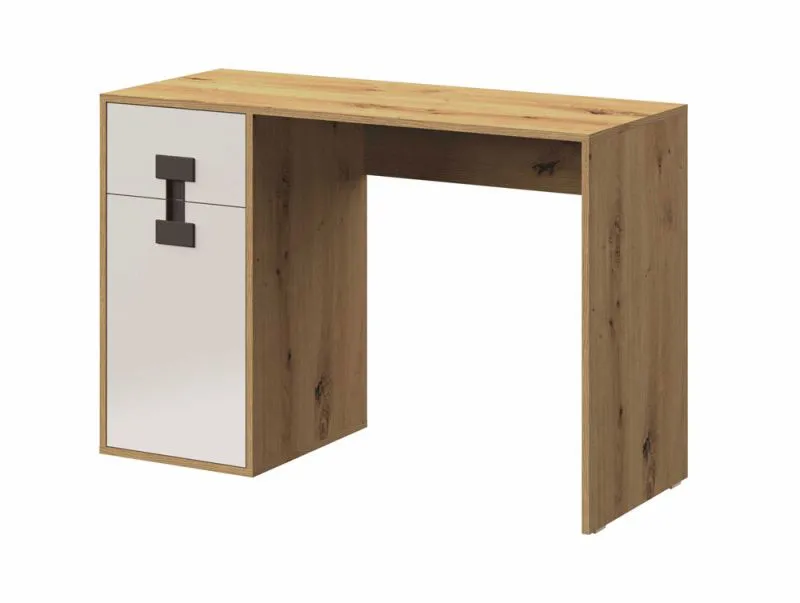 Jugendzimmer - Schreibtisch Garian 10, Farbe: Eiche / Weiß / Grau - Abmessungen: 82 x 120 x 50 cm (H x B x T)